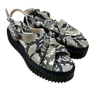 AGL NWOB Violante Platform Slingback Sandals Snake Print Leather Size 39.5